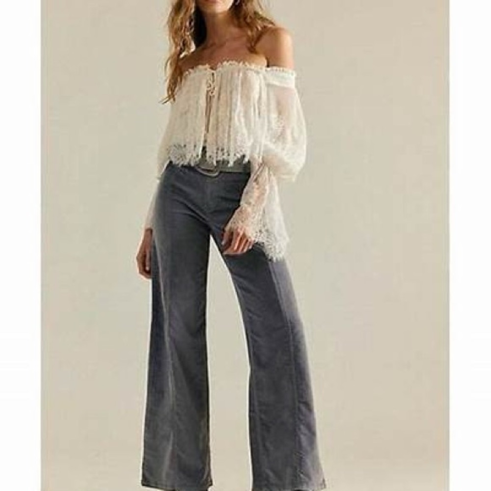 Free People Slate Gray Libre Wide-Leg Flare Jeans 31 NWT